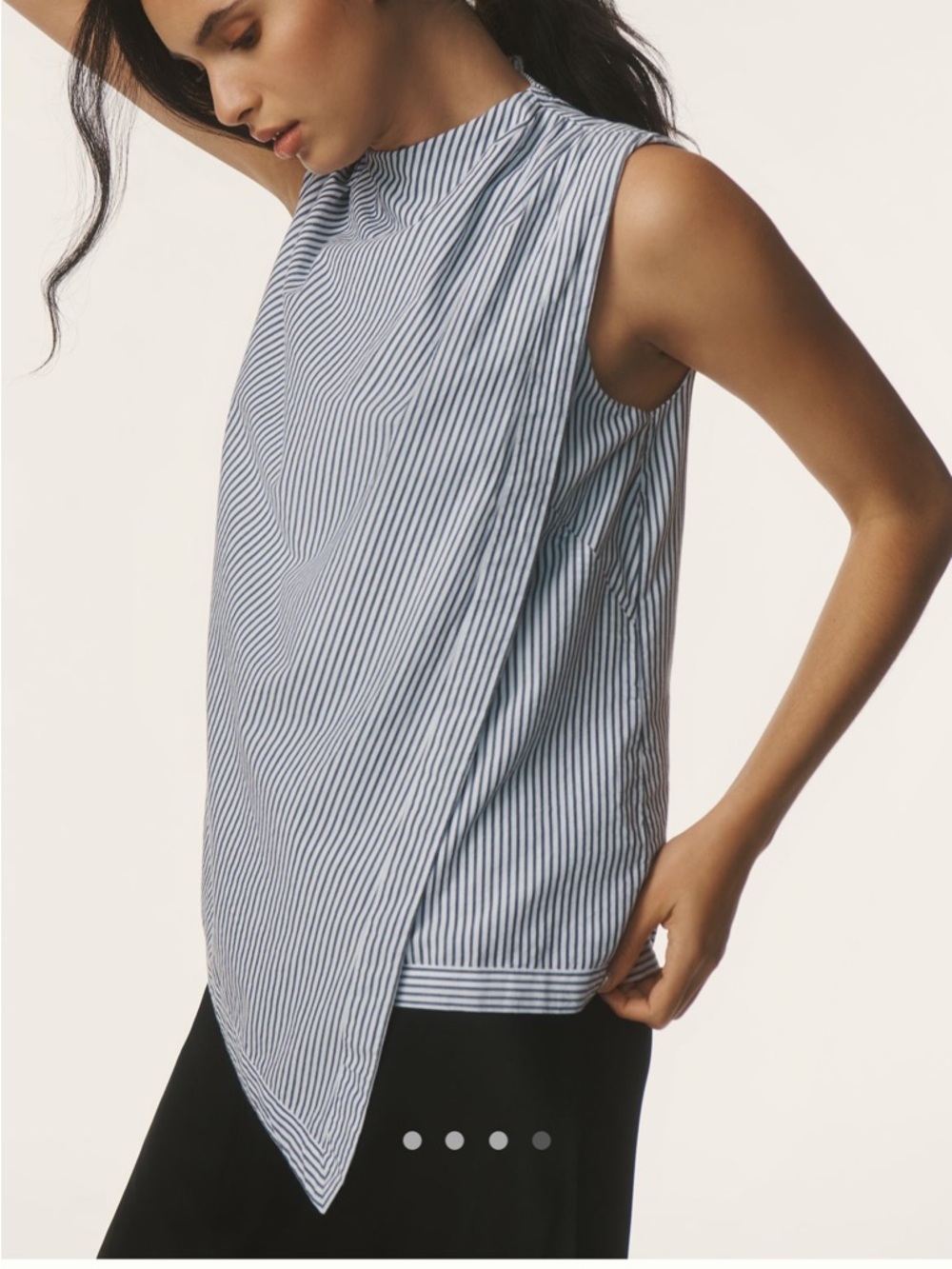 MAEVE SLEEVELESS COWL-NECK ASYMMETRICAL BLOUSE